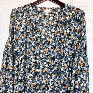 J. Jill Floral Top Boho Floral Cottagecore Long Sleeve Relaxed Fit Size 4X